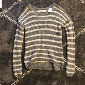 Hollister Gray/White striped sweater size Small